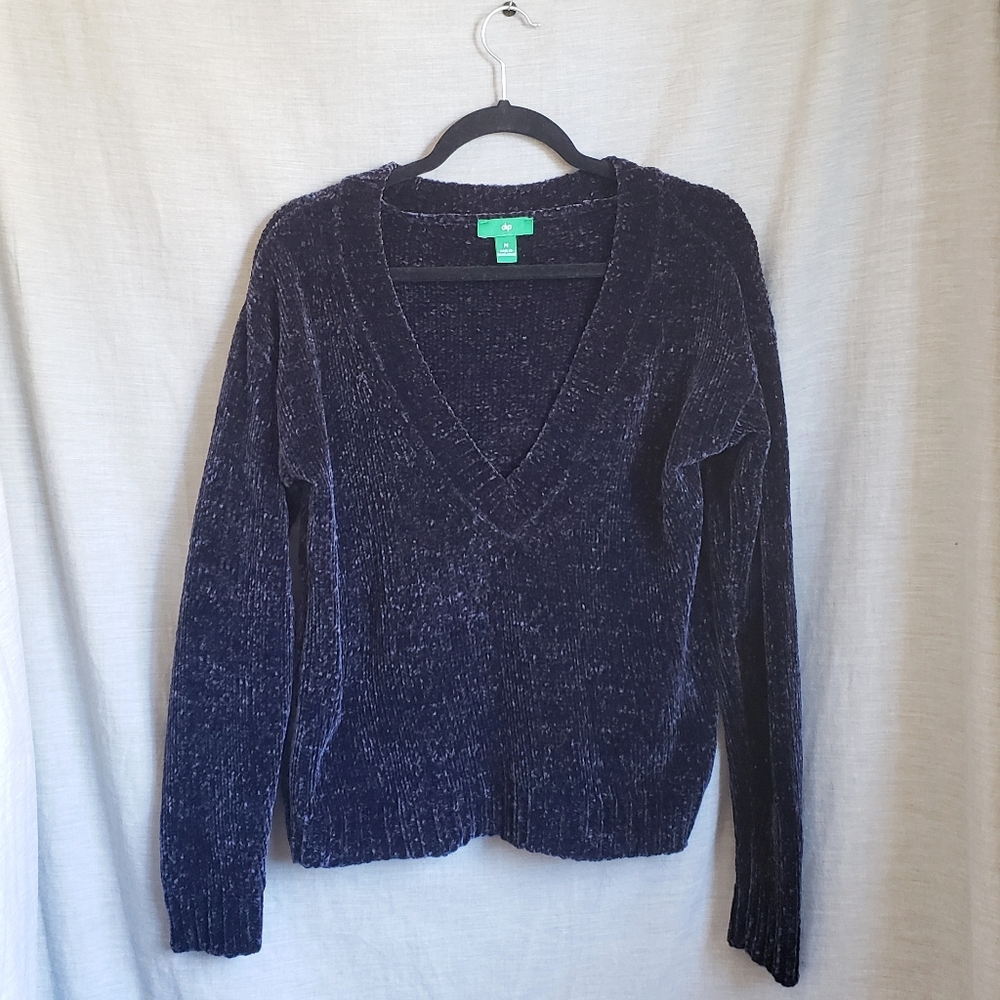 DIP - Navy Blue Chenille Sweater w/ Deep V